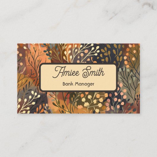 Modern Botanical Business Card with QR Code 名刺 (正面)