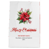 Modern Botanical Christmas Flower Holiday Bag ミディアムペーパーバッグ (裏面)