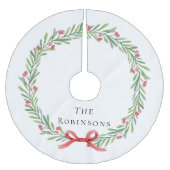 Modern Botanical Christmas Wreath ブラッシュドポリエステルツリースカート (正面)