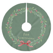 Modern Botanical Christmas Wreath  ブラッシュドポリエステルツリースカート (正面)