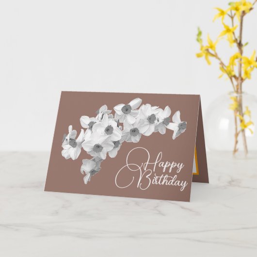Modern Botanical Daffodils Spring Floral Birthday カード (黄色い花)