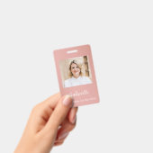 Modern Botanical Dusty Rose Boho Photo  バッジ (手持ち)