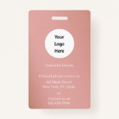 Modern Botanical Dusty Rose Boho Photo  バッジ (裏面)