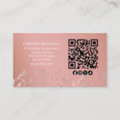 Modern Botanical Dusty Rose Boho Photo QR Code 名刺 (裏面)