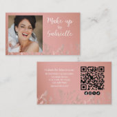 Modern Botanical Dusty Rose Boho Photo QR Code 名刺 (正面/裏面)