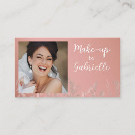 Modern Botanical Dusty Rose Boho Photo QR Code 名刺