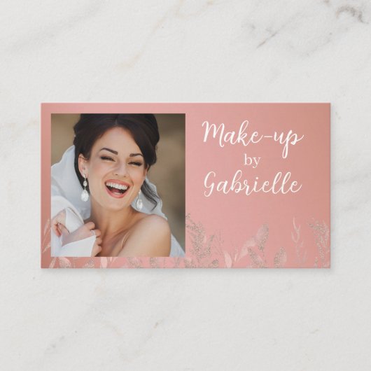 Modern Botanical Dusty Rose Boho Photo QR Code 名刺 (正面)