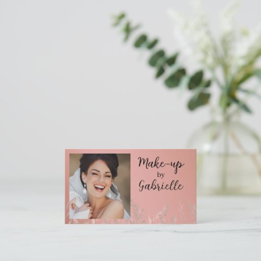 Modern Botanical Dusty Rose Boho Photo QR Code  名刺 (スタンド正面)