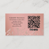 Modern Botanical Dusty Rose Boho Photo QR Code 名刺 (裏面)