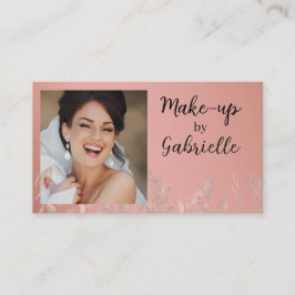 Modern Botanical Dusty Rose Boho Photo QR Code 名刺