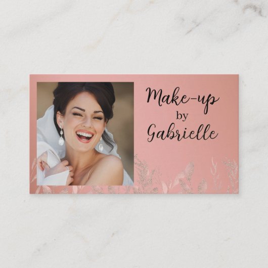 Modern Botanical Dusty Rose Boho Photo QR Code 名刺 (正面)