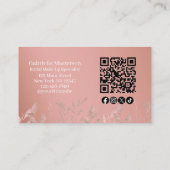 Modern Botanical Dusty Rose Boho Photo QR Code 名刺 (裏面)
