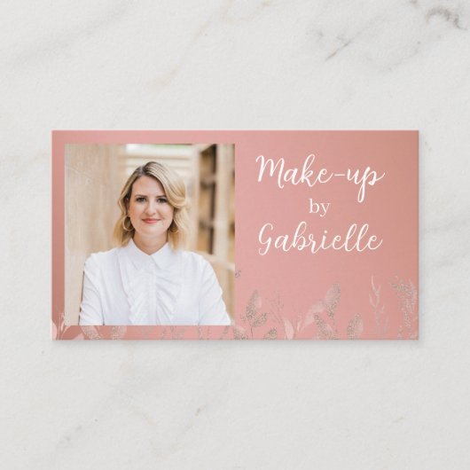 Modern Botanical Dusty Rose Boho Photo QR Code   名刺 (正面)