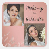 Modern Botanical Dusty Rose Boho Photo Script スクエアシール (正面)