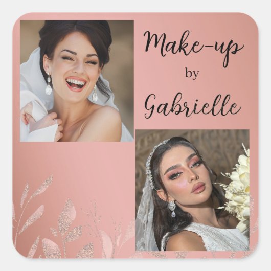 Modern Botanical Dusty Rose Boho Photo Script  スクエアシール (正面)