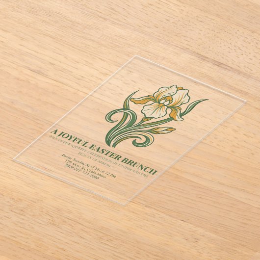 Modern Botanical Easter Blessings アクリル招待状 (レイダウン)