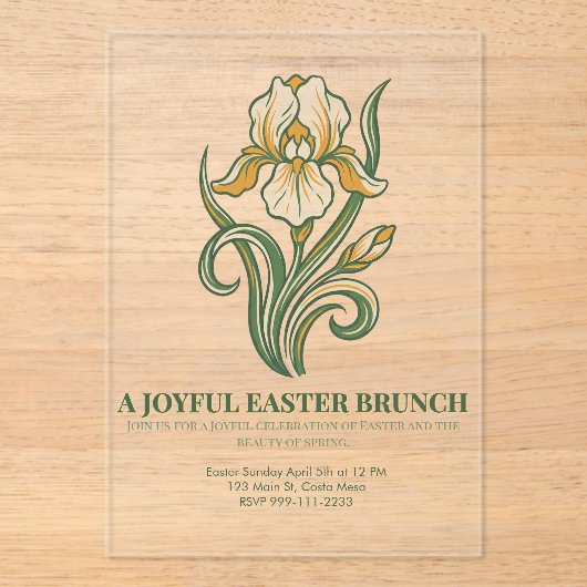 Modern Botanical Easter Blessings アクリル招待状 (正面)