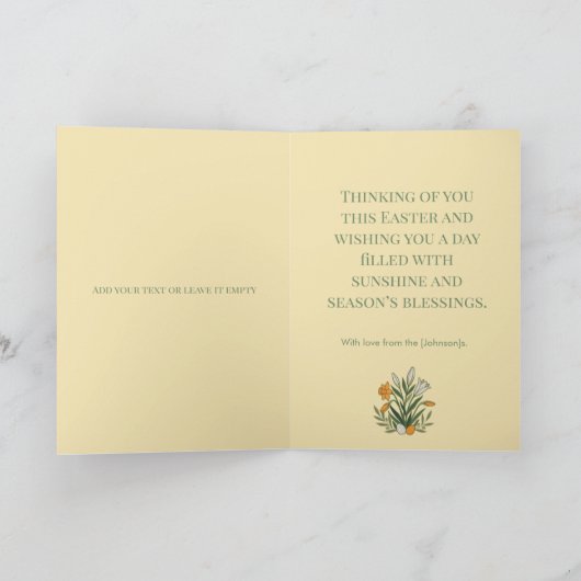 Modern Botanical Easter Blessings カード (内部)