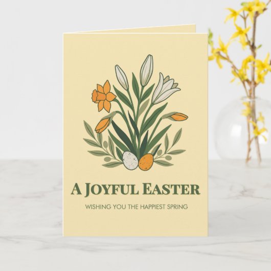 Modern Botanical Easter Blessings カード (黄色い花)