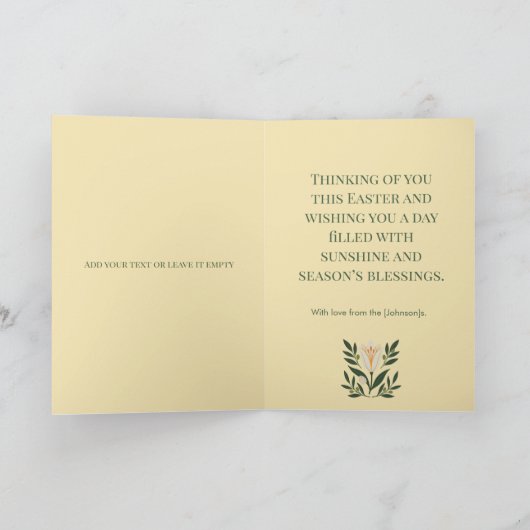 Modern Botanical Easter Blessings カード (内部)