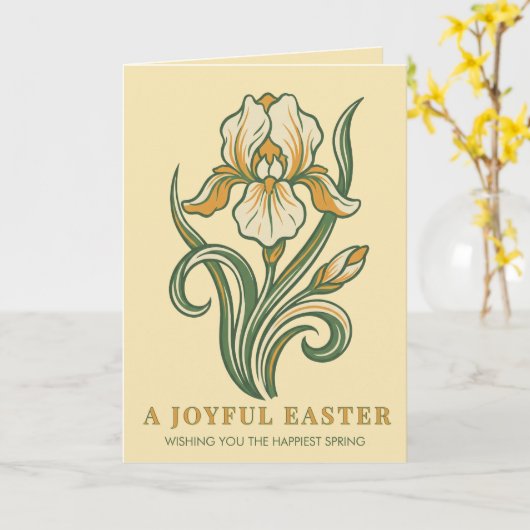 Modern Botanical Easter Blessings カード (黄色い花)
