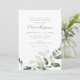 Modern Botanical Eucalyptus Boho Couples Shower 招待状