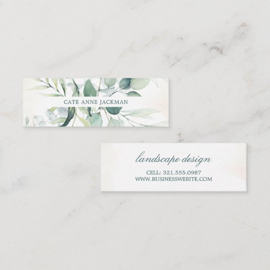 Modern Botanical Eucalyptus Greenery Elegant スキニー名刺 (正面/裏面)