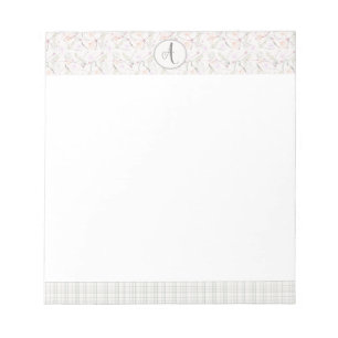 Modern Botanical Floral Monogrammed Elegant Notepa ノートパッド
