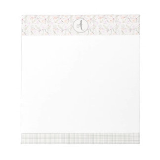 Modern Botanical Floral Monogrammed Elegant Notepa ノートパッド