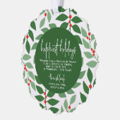 Modern botanical green - Photo - Happiest Holiday オーナメントカード (左)