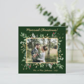 Modern Botanical Greenery 2 Photo Wedding シーズンカード (スタンド正面)