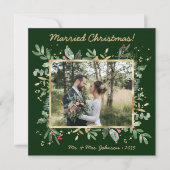 Modern Botanical Greenery 2 Photo Wedding シーズンカード (正面)