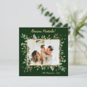 Modern Botanical Greenery Photo Buon Natale シーズンカード (スタンド正面)