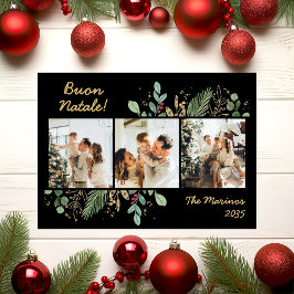 Modern Botanical Greenery Photo Buon Natale シーズンカード
