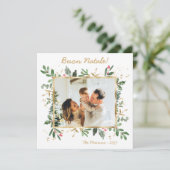 Modern Botanical Greenery Photo Buon Natale シーズンカード (スタンド正面)