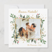 Modern Botanical Greenery Photo Buon Natale シーズンカード (正面)