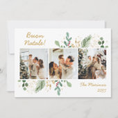 Modern Botanical Greenery Photo Buon Natale シーズンカード (正面)