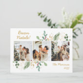 Modern Botanical Greenery Photo Buon Natale シーズンカード (スタンド正面)