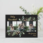 Modern Botanical Greenery Photo Feliz Navidad シーズンカード (スタンド正面)