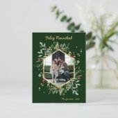 Modern Botanical Greenery Photo Feliz Navidad シーズンポストカード (スタンド正面)