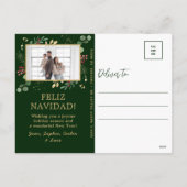 Modern Botanical Greenery Photo Feliz Navidad シーズンポストカード (裏面)