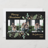 Modern Botanical Greenery Photo Holiday Card シーズンカード (正面)