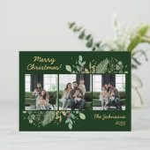 Modern Botanical Greenery Photo Holiday Card シーズンカード (スタンド正面)