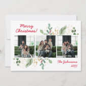 Modern Botanical Greenery Photo Holiday Card シーズンカード (正面)
