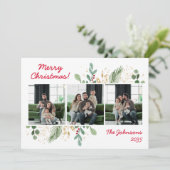 Modern Botanical Greenery Photo Holiday Card シーズンカード (スタンド正面)