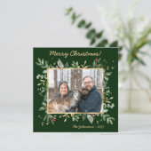 Modern Botanical Greenery Photo Holiday Card シーズンカード (スタンド正面)