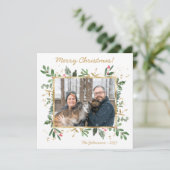 Modern Botanical Greenery Photo Holiday Card シーズンカード (スタンド正面)