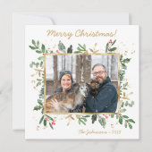 Modern Botanical Greenery Photo Holiday Card シーズンカード (正面)