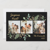 Modern Botanical Greenery Photo Joyeux Noel シーズンカード (正面)