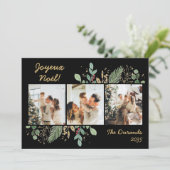 Modern Botanical Greenery Photo Joyeux Noel シーズンカード (スタンド正面)